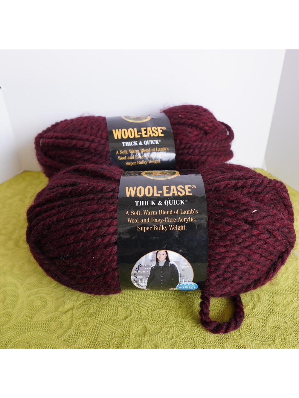 2 Skeins Lion Brand Wool-Ease Yarn Super Bulky 143 Claret Same Dye Lot